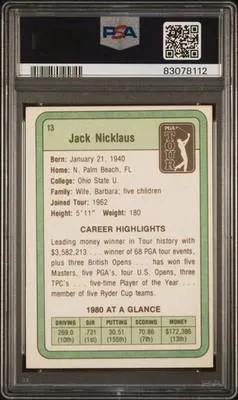 1980 Donruss Golf Jack Nicklaus Card