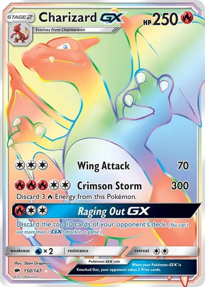 Charizard GX 2018 Pokémon Sun & Moon—Burning Shadows Secret Hyper Rare #150/147